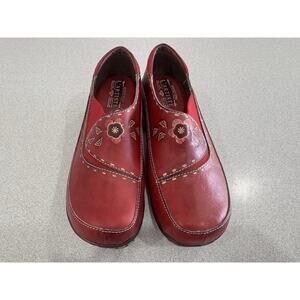 L’Artiste Spring Step Chino Leather Red Mules Wedge Clog Heel 40EU 9US